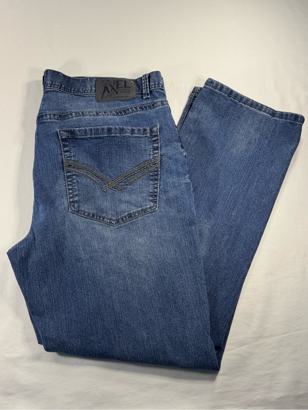 TK AXEL Slim Straight Blue Denim Jeans Mid Rise Men’s Tagged 38x32 Meas 40x29